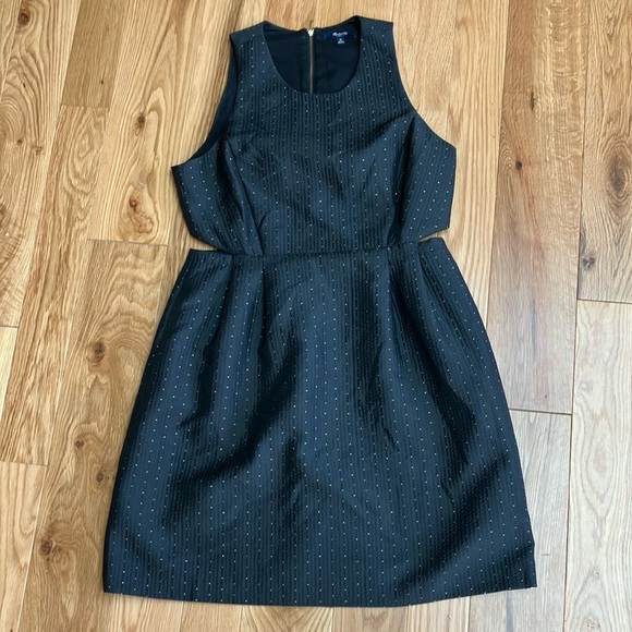 Madewell fancy black w/gold dots cut out structured dress size 10 - Picture 1 of 4